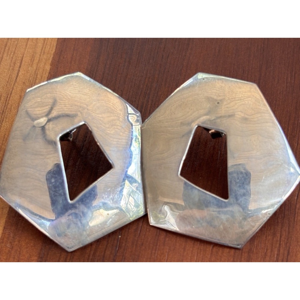Vintage Sterling Silver Abstract Pierced Earrings 8.1 Grams